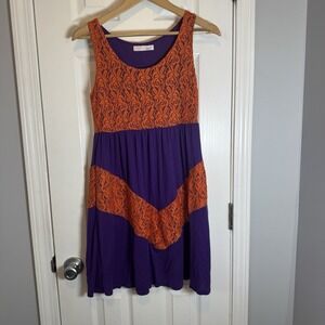 Clemson Tigers Womens Alma Mater Collection Dress Medium Sleeveless Purple Orang
